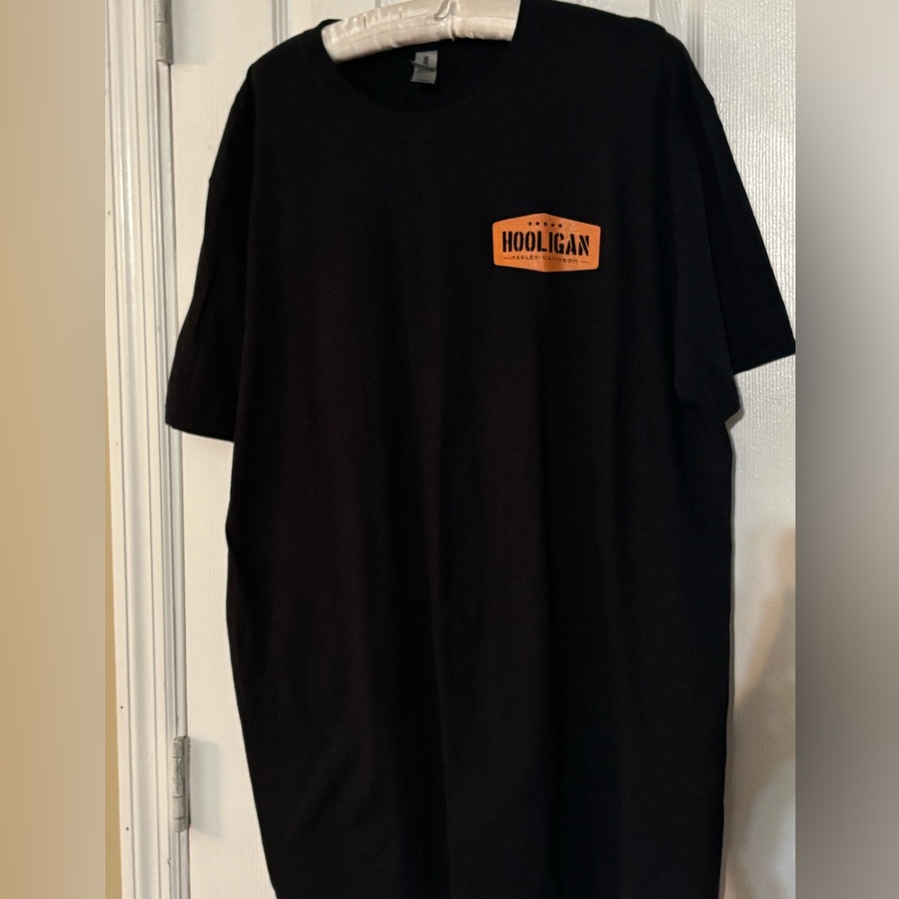Harley-Davidson Black Short-Sleeve Tee with Orange Hooligan Patch
